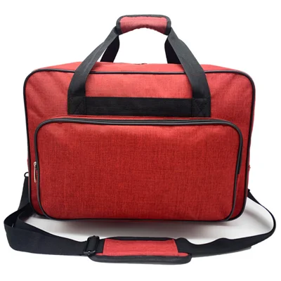 Portable Sewing Machine Storage Bag Waterproof Oxford Cloth Travel Organizer Bag with Shoulder Strap - Wine Red / 18 Inch