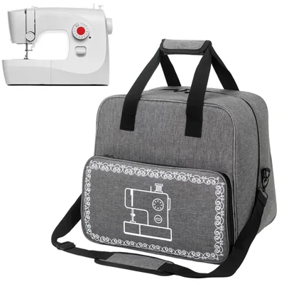 Large Capacity Sewing Machine Storage Bag Oxford Fabric Waterproof Portable Carry Pouch with Shoulder Strap - Gray