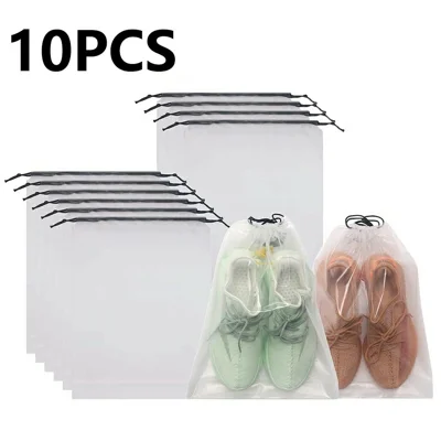10 pièces de 30x40 cm, sacs à cordon en PE dépoli, sacs de rangement pour chaussures, sous-vêtements, organisation de voyage