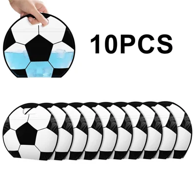 10Pcs Soccer Baseball Sports Self-Sealing Bags Stand Up Bottom Gift Candy Storage Bags with Handle - Football