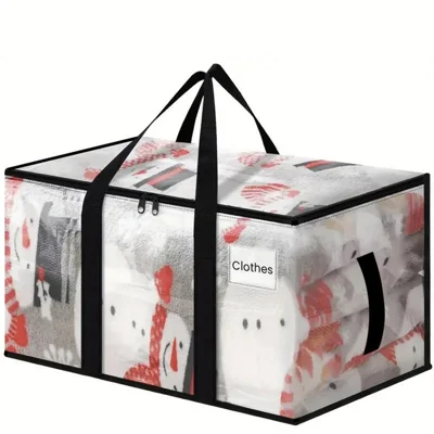 23.5 Gallon Large Capacity Clear Storage Bag Waterproof Clothes Organizer with Zipper for Moving Bedding