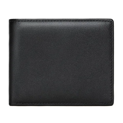 Portefeuille slim homme 7444 en cuir de vache véritable, porte-cartes minimaliste pliable pour affaires et voyage - Noir