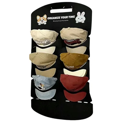 6-Pocket 70x46cm Hat Organizer Storage Hanging Bag Over Door Cap Rack for Baseball Cap - Black
