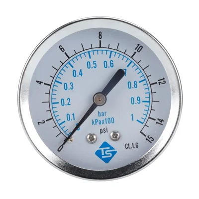 عداد ضغط TS-Y60Z4-15psi مثبت بالاتجاه المحوري 0-15 رطل/بوصة مربعة، عداد ضغط من الفولاذ المقاوم للصدأ 1/4NPT لضغط الهواء والماء والزيت والضغط الهيدروليكي