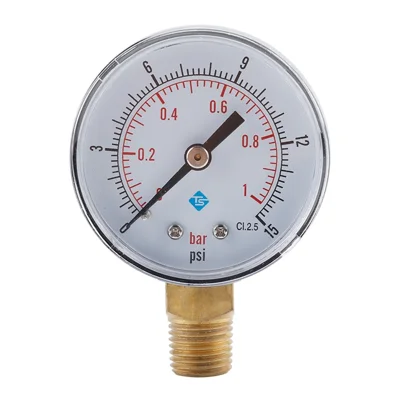 سلسلة TS-Y504 مقياس ضغط شعاعي بقطر 50 مم، مقياس فراغ مملوء بالزيت بخيط 1/4 BSPT للصناعات - TS-Y504-15psi