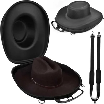 Travel Portable Hat Storage Case EVA Hard Shell Waterproof Cowboy Hat Organizer Backpack  - Black