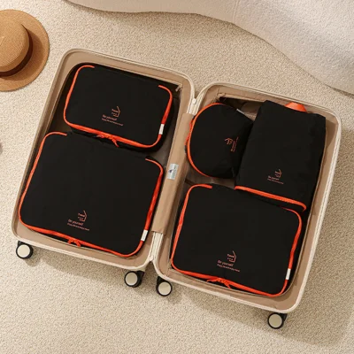5Pcs/Set Compression Storage Bags Waterproof Packing Organizer Pouch for Travel - Black