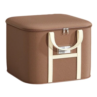 34x24x19cm Non-Woven Fabric Large Capacity Storage Bag with Handles for Clothes Bedding - Brown