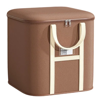 50x40x50cm Non-Woven Fabric Large Capacity Storage Bag with Handles for Clothes Bedding - Brown