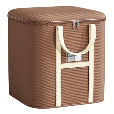 50x50x60cm Non-Woven Fabric Large Capacity Storage Bag with Handles for Clothes Bedding - Brown