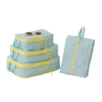 C8 4Pcs Taslon Fabric Waterproof Bags Portable Travel Storage Organizer Bags - Blue