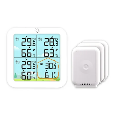 Termómetro Higrómetro Interior Exterior TS-8083 Monitor Inalámbrico Multicanal de Alta Precisión - Blanco