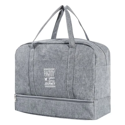 Borsa da viaggio impermeabile taglia L con scomparto per scarpe, separazione asciutto/umido, borsa fitness per palestra e piscina - Grigio
