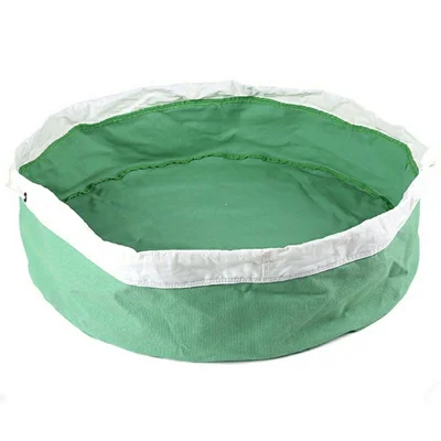 Size S 56 x 15.5cm Drawstring Toy Storage Bag Play Mat Cotton Canvas Kids Building Block Organizer - Green