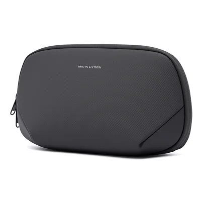 Sac de toilette portable MARK RYDEN MR43 en tissu Oxford imperméable avec fermeture à glissière pour voyages d'affaires - Noir