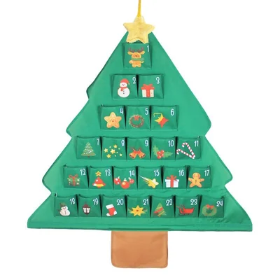 24 Pocket Christmas Tree Hanging Organizer Waterproof Oxford Cloth Foldable Wall Bag for Bedroom Living Room Staircase - As Shown
