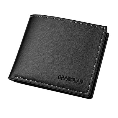DEABOLAR, кошелек с отделениями для карт, двойной, из искусственной кожи, с окошком для удостоверения и отделением для купюр, держатель карт для мужчин — черный