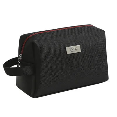 TOMILL 240 x 120 x 140mm Waterproof Nylon + PU Leather Toiletry Bag for Travel - Black