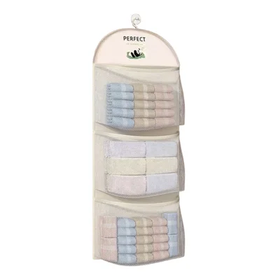 3-Tier Hanging Storage Bag Non-woven Fabric + Mesh 87 x 40cm for Wardrobe Door Organization