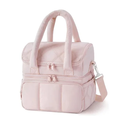 Borsa termica per pranzo a doppio strato da 11,8 L, borsa frigo per scuola ufficio picnic - Rosa