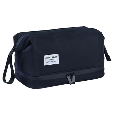 Size L Men Toiletry Bag Dry Wet Separation Waterproof High-Density Nylon Travel Organizer for Business Trip Travel - Classic Black