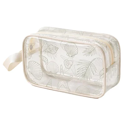 Rozmiar S 22,5 x 6,5 x 13 cm, przezroczysta wodoodporna torba kosmetyczna PVC na podróże, do łazienki, na plażę – Ocean World