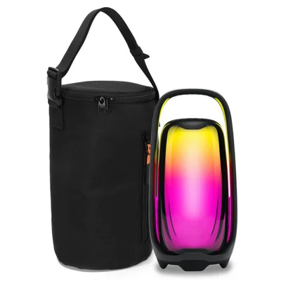 For JBL Pulse 6 Speaker Carrying Bag Nylon Fabric + Laminated Pearl Cotton Smooth Zipper Shockproof Storage Case - Black
