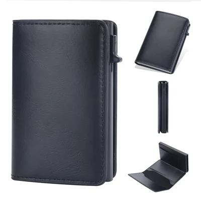 Baellerry K9197 RFID Bloccando le Carte di Credito in Pelle in Pelle PU Borsa di Stoccaggio Con Fibbia a Spinta Laterale - Nero