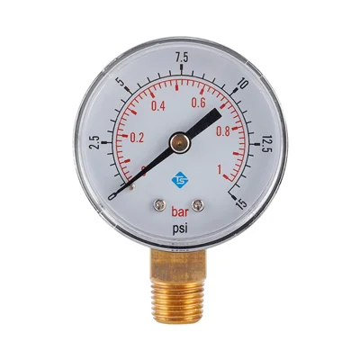 TS-50-15psi 0-15psi / 0-1bar مقياس ضغط مزدوج المقياس قطر 50 مم مانومتر مقياس ضغط هيدروليكي للوقود / الهواء / الزيت / الماء
