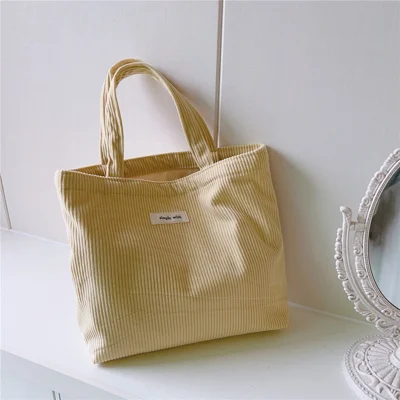 572 Borsa da Toilette in Velluto a Coste Monocromatico, Organizer per Cosmetici, Borsa per Trucchi di Grandi Dimensioni per Donne e Ragazze Adolescenti - Giallo Chiaro