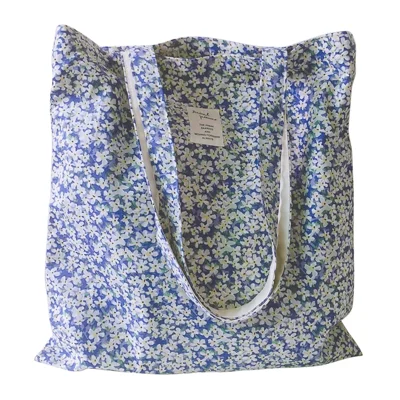Borsa a tracolla in cotone 256 con motivo floreale, resistente all'usura, grande capacità, per palestra, lavoro, scuola - Fiore blu