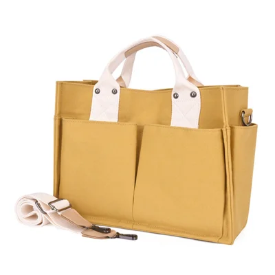 Damen-Canvas-Shopper, lässige Handtasche, Umhängetasche, große Kapazität, Mutterschafttasche - Gelb