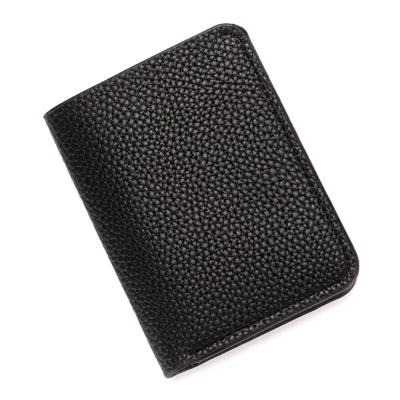 CULKCA HF048 Portafoglio da uomo in pelle texturizzata Litchi, porta carte, portamonete - Nero