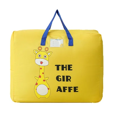 36.5x46.5x18CM Children's Quilt Organizer Cute Cartoon Pattern Zippered Bedding Oxford Cloth Storage Bag - Yellow