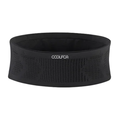 COOLFCA حقيبة خصر رياضية خارجية للركض، كيس هاتف مرن عالي، الحجم: 14x65 سم، للخصر من 65-105 سم - أسود