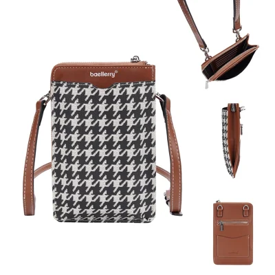 BAELLERRY N8702 Ultra-light Gird Pattern Bag Girls PU Leather Crossbody Bag Women Travel Phone Shoulder Bag - Brown