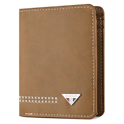 DEABOLAR Men Short Wallet PU Leather Driver’s License Card  Purse Bag - Brown