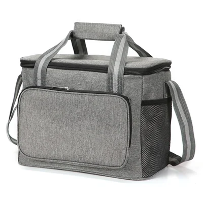 Sac Isotherme de Voyage Portable de 15 L Sac Repas Pique-Nique Sac Fourre-Tout Isotherme Imperméable en Toile Oxford - Gris