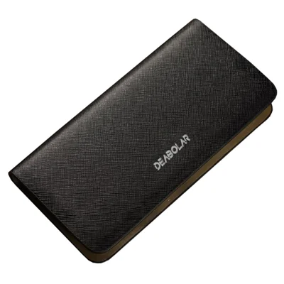 DEABOLAR Cross Texture PU Leather Men Zipper Wallet Cards Cash Phone Holder Clutch Bag - Black