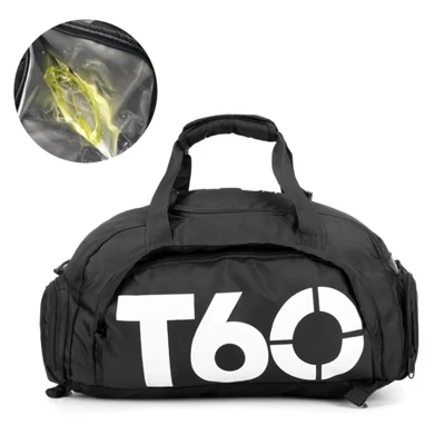 Borsa da palestra per donna con tasca bagnata, scomparto per le scarpe, borsa da yoga fitness allenamento - Nero / Bianco