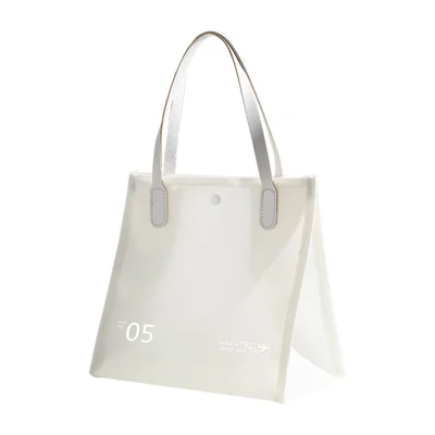 RH2313 Waterproof PVC Travel Cosmetic Toiletries Organizer Bag Pouch Makeup Storage Handbag - White