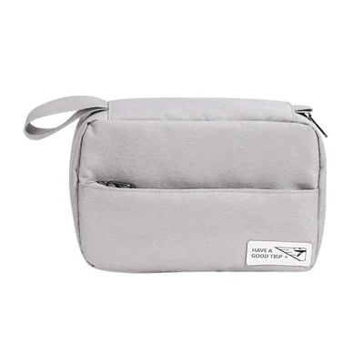 Portable Hanging Toiletry Bag Travel Bathroom Shower Polyester Storage Bag Cosmetic Organizer - Grey