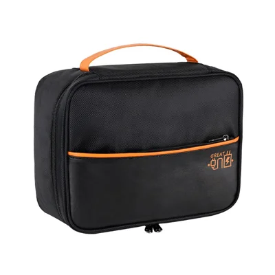 Single Layer Electronic Accessories Bag Polyester + PU Leather Handbag for Cables Hard Drive Adapter - Black