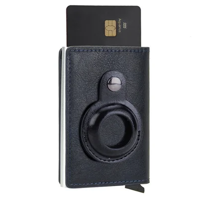 Per Borsa Porta Airtag RFID Blocking Microfibra Portafoglio Uomo Porta Carte e Contanti - Blu
