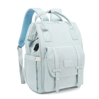 Große Kapazität Mamma-Tasche Nylon Polyester Outdoor Mutterschaft Rucksack mit USB-Ladeport - Blau