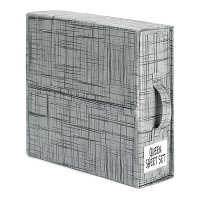 Under Bed Storage Box Oxford Cloth Foldable Clothes Blanket Organiser Handbag - Grey+Lines