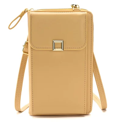Bolso bandolera de hombro para mujer 5725 Phone Carrying Pouch, de piel sintética, amarillo
