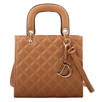 BJ-2198 Borsa a spalla da donna con linea di cucitura retrò Borsetta a tracolla in pelle - Marrone scuro