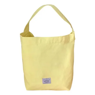 Candy Color Women Canvas Single Shoulder Bag Lightweight Shopping Bag - Yellow