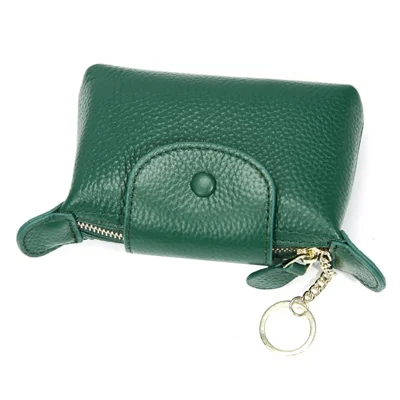 TZ 2308 Top-Layer Cowhide Leather Mini Wallet Coin Small Change Purse Bag - Green